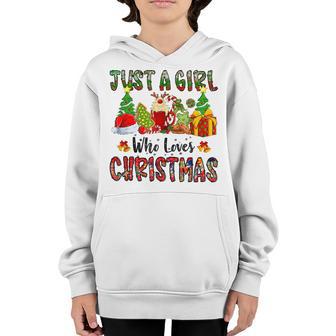 Retro Just A Girl Who Loves Christmas Funny Xmas Holiday Youth Hoodie - Thegiftio UK