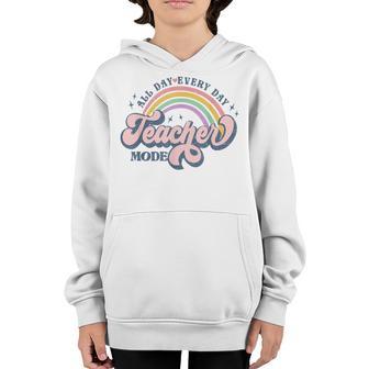 Retro Teacher Mode Groovy Funny Math Teacher Back To School Youth Hoodie - Thegiftio UK