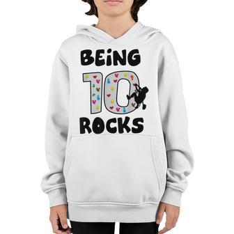 Rock Climbing Funny 10 Years Old 10Th Birthday Gift For Kids Youth Hoodie - Thegiftio UK