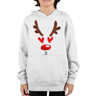 Rudolph Reindeer Face Funny Christmas Pajama Gifts Xmas Kids Youth Hoodie - Thegiftio UK