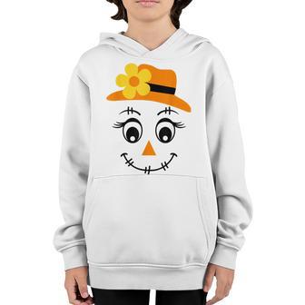 Scarecrow Face Cute Halloween Boys Girls Spooky Fall Autumn Youth Hoodie - Thegiftio UK