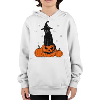 Scary Halloween Black Cat Costume Witch Pumpkin Boy Girl Kid Youth Hoodie - Thegiftio UK