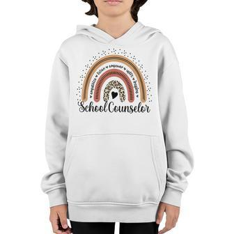 School Counselor Back To School Leopard Rainbow Funny Gift Youth Hoodie - Seseable