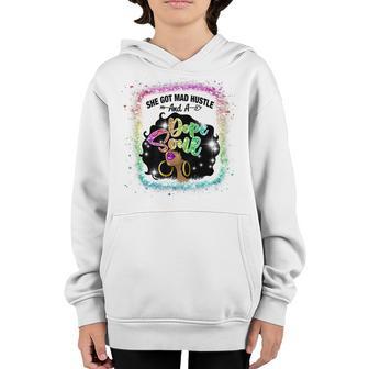 She Got A Mad Hustle And A Dope Soul Black Girl Melanin V3 Youth Hoodie - Thegiftio UK