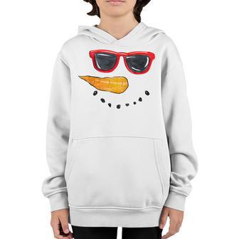 Snowman Face Carrot Nose Christmas Funny Sunglasses Cool Kid Youth Hoodie - Thegiftio UK