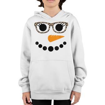 Snowman Face Leopard Glasses Snow Girl Face Christmas Winter Youth Hoodie - Thegiftio UK