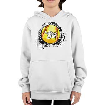 Softball Boy Vintage Softball Family Matching Youth Hoodie - Thegiftio UK