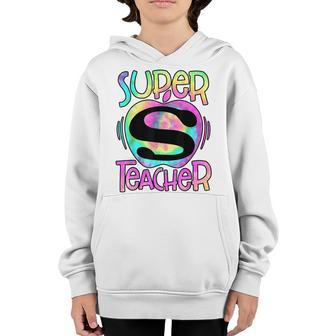 Super Teacher Back To School Apple Tie Dye Funny First Day Youth Hoodie - Thegiftio UK