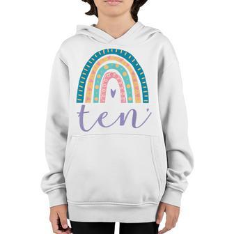 Ten Year Old Rainbow 10Th Birthday Gifts For Girls 10 Bday Youth Hoodie - Thegiftio UK