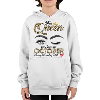 This Queen Was Born In October Leopard Women Girls Ladies Youth Hoodie - Thegiftio UK