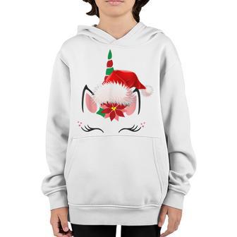 Unicorn Face Santa Hat Christmas Funny Gifts Kids Girl Women V3 Youth Hoodie - Thegiftio UK