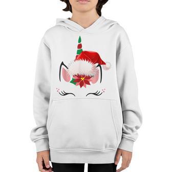 Unicorn Face Santa Hat Christmas Funny Gifts Kids Girl Women Youth Hoodie - Thegiftio UK