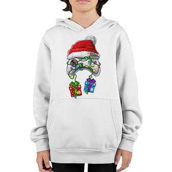 Video Game Controller Christmas Santa Hat Gamer Gift Boys Youth Hoodie - Thegiftio UK