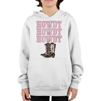 Vintage White Howdy Rodeo Western Country South Cowgirl Boot Youth Hoodie - Thegiftio UK
