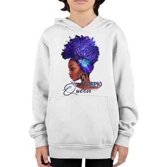 Womens Scorpio Queen Afro Melanin Girl Birthday For Black Women V6 Youth Hoodie - Thegiftio UK