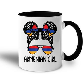 Armenian Girl Messy Hair Armenia Pride Patriotic Womens Kids Accent Mug | Mazezy