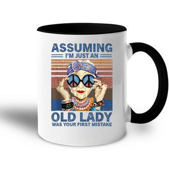 Assuming Im Just An Old Lady Was Your First Mistake Hippie Accent Mug | Mazezy UK