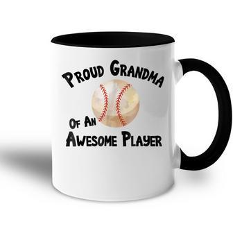Baseball Softball Proud Grandma Of An Awesome Player Accent Mug | Mazezy
