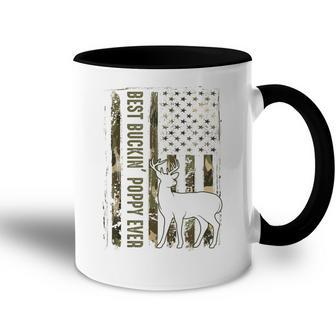 Best Buckin Poppy Ever American Flag Camo Deer Hunting Gift For Mens Accent Mug - Seseable