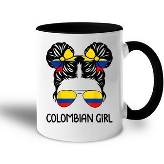Colombian Girl Messy Hair Patriotic Colombia Pride Womens Accent Mug | Mazezy