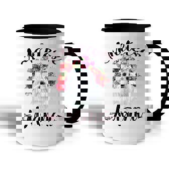 Cute Maltese Mama Flower Dog Lover Gifts Gift For Womens Accent Mug | Mazezy