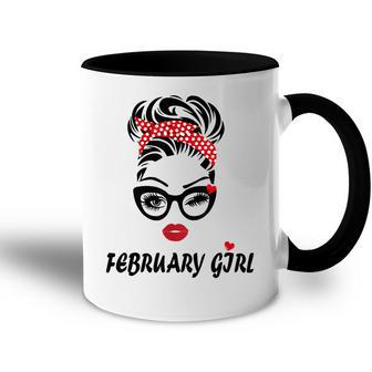 February Girl Wink Eye Woman Face Was Born In January Gift For Womens Accent Mug | Mazezy