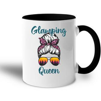 Funny Camping Hair Messy Bun Outdoor Glamping Queen Gift For Womens Accent Mug | Mazezy