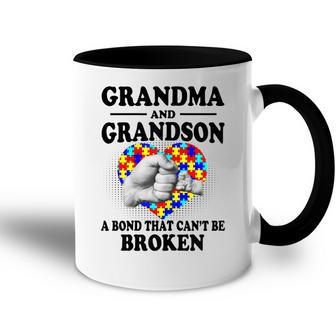 Grandma And Grandson A Bond That Cant Be Broken Autism Gift For Womens Accent Mug | Mazezy