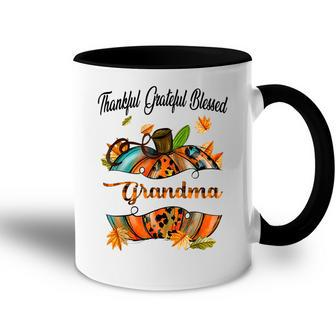Grandma Pumpkin Leopard Mimi Thankful Grateful Blessed Accent Mug | Mazezy