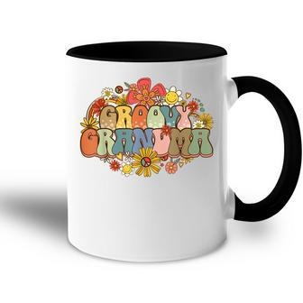 Groovy Grandma Vintage Colorful Flowers Design Grandmother Accent Mug | Mazezy
