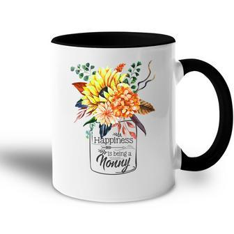Happiness Is Being A Nonny Cute Flowers Gifts Gift For Womens Accent Mug | Mazezy