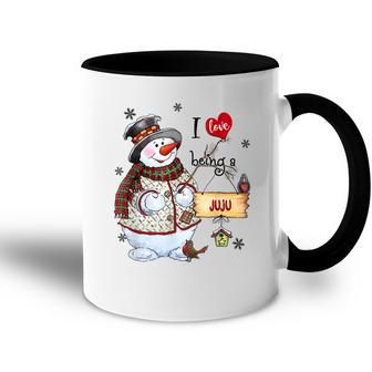 I Love Being A Juju Snowman Grandma Gift Accent Mug | Mazezy