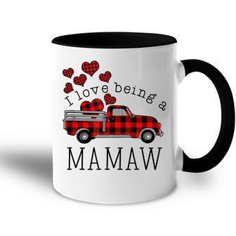 I Love Being A Mamaw Heart Plaid Gift Grandma Accent Mug | Mazezy