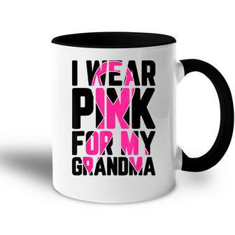 I Wear Pink For My Grandma Breast Cancer Awareness Supporter Accent Mug | Mazezy