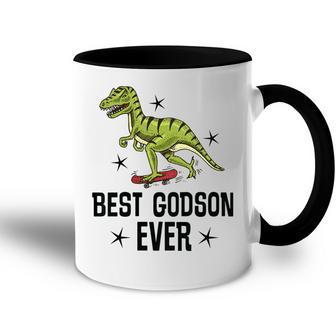 Kids Best Godson Ever Godchild Dinosaur Accent Mug - Seseable