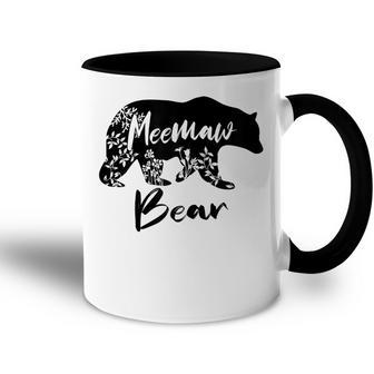 Mothers Day Gifts Cute Floral Meemaw Bear For Mom Gift For Womens Accent Mug | Mazezy