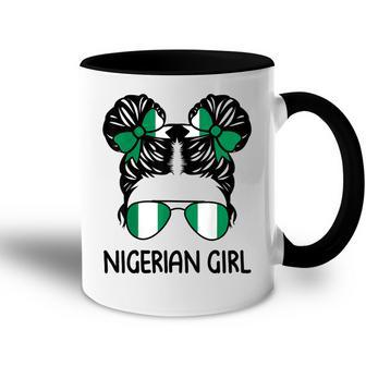 Nigerian Girl Messy Hair Nigeria Pride Patriotic Womens Kids Accent Mug | Mazezy AU