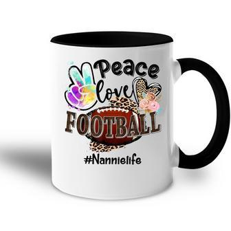 Peace Love Football Nannie Life Mom Grandma Leopard Accent Mug | Mazezy