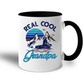 Real Cool Grandpa Awesome Fisherman Fish Hunter Fishing Gift Gift For Mens Accent Mug | Mazezy