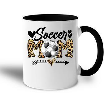 Soccer Mom Heart Leopard Mom Grandma Mothers Day Accent Mug | Mazezy