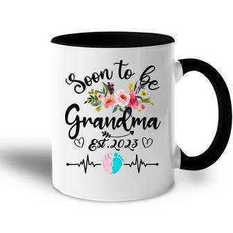Soon To Be Grandma Est 2023 Pregnancy Announcement Floral Accent Mug | Mazezy