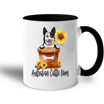 Sunflower Australian Cattle Mom Dog Lover Gifts Gift For Womens Accent Mug | Mazezy