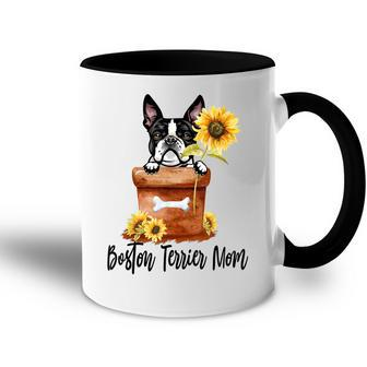 Sunflower Boston Terrier Mom Dog Lover Gifts Gift For Womens Accent Mug | Mazezy