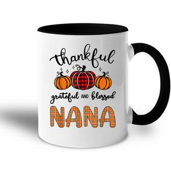 Thankful Grateful And Blessed Nana Grandma Pumpkin Accent Mug | Mazezy