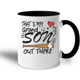 Thats My Grandson Out There Baseball For Grandma Accent Mug | Mazezy