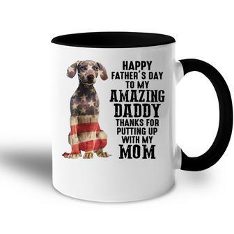 Us Flag Weimaraner Dad Happy Fathers Day To My Amazing Daddy Accent Mug - Seseable