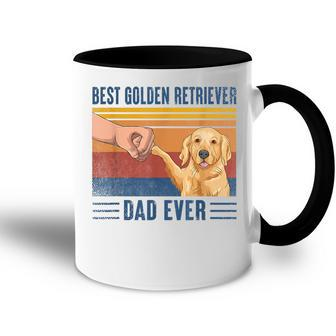 Vintage Best Golden Retriever Dad Ever Fist Bump Funny Dog Gift For Mens Accent Mug - Seseable