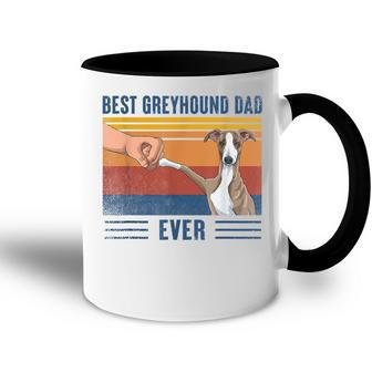 Vintage Best Greyhound Dad Ever Fist Bump Retro Dog Lover Gift For Mens Accent Mug - Seseable