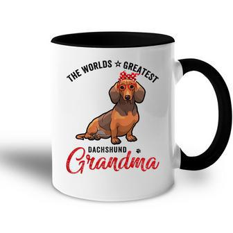 Worlds Greatest Best Dog Browndachshund Doxie Grandma Gifts Gift For Womens Accent Mug | Mazezy
