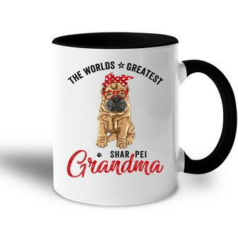 Worlds Greatest Best Dog Shar Pei Grandma Gifts Gift For Womens Accent Mug | Mazezy